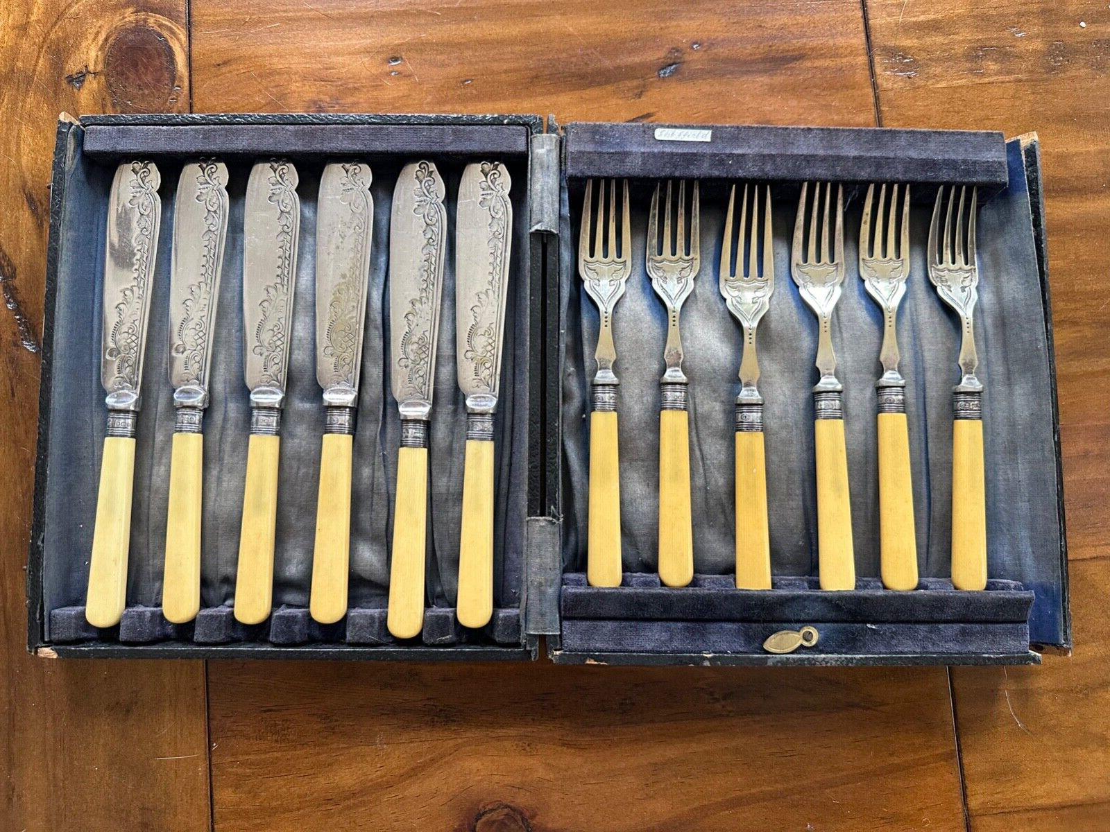 Antique Sheffield Fish Forks and Knives Set