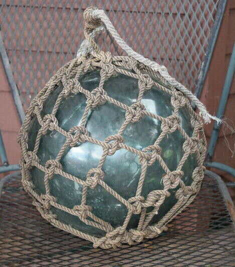 Large Nautical Japanese Green Blown Glass Fish Net ball 36\