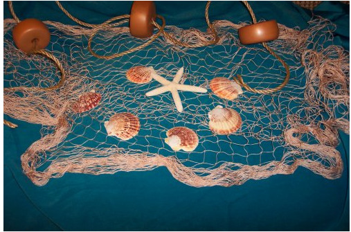 15\' X 8\'  Fishing Net Sea Shells Starfish Home Decor Floats Bouy Nautical Sea