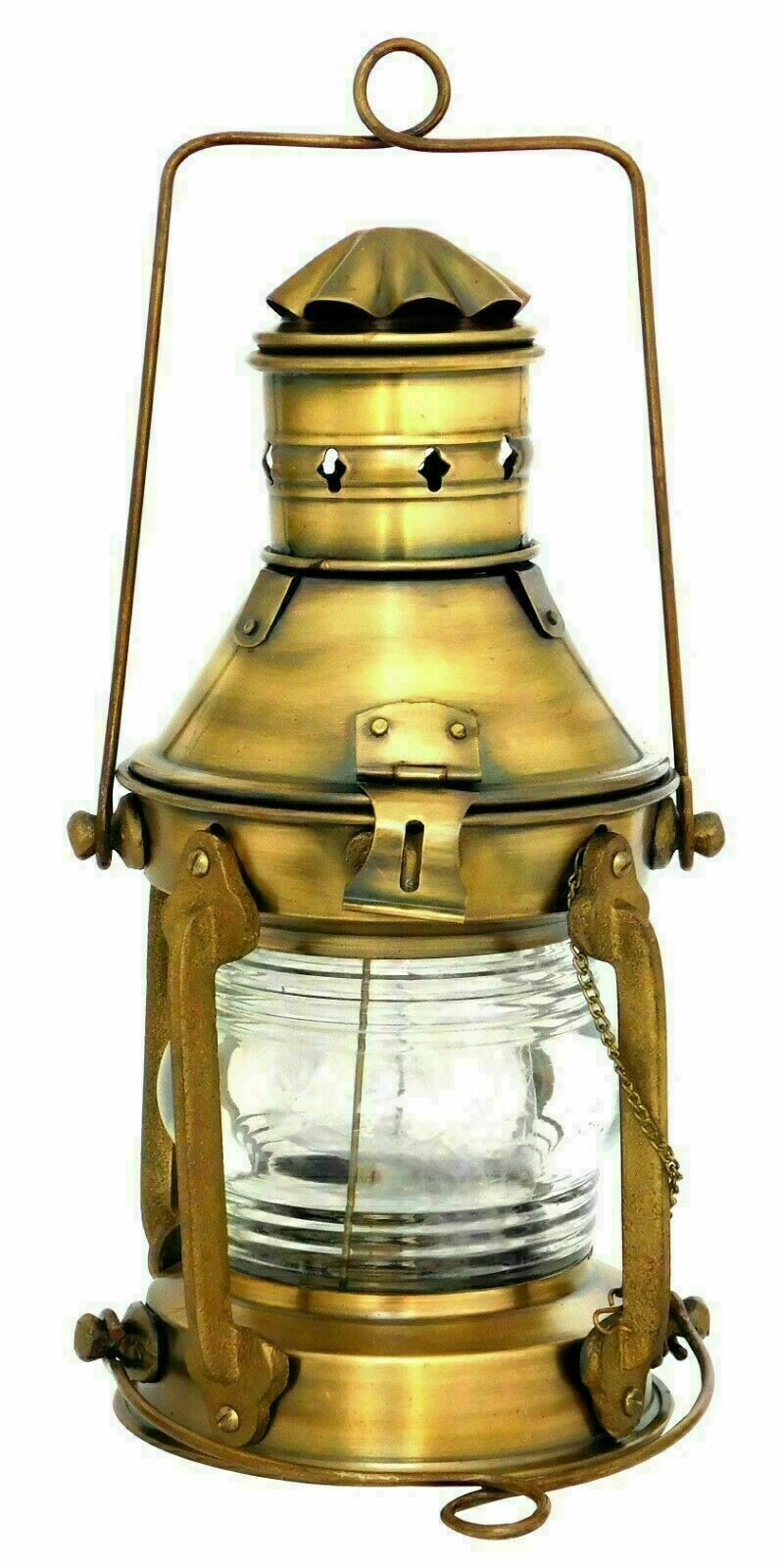 Nautical Maritime Ship Boat Light Brass & Copper Anchor Antique Oil Lamp