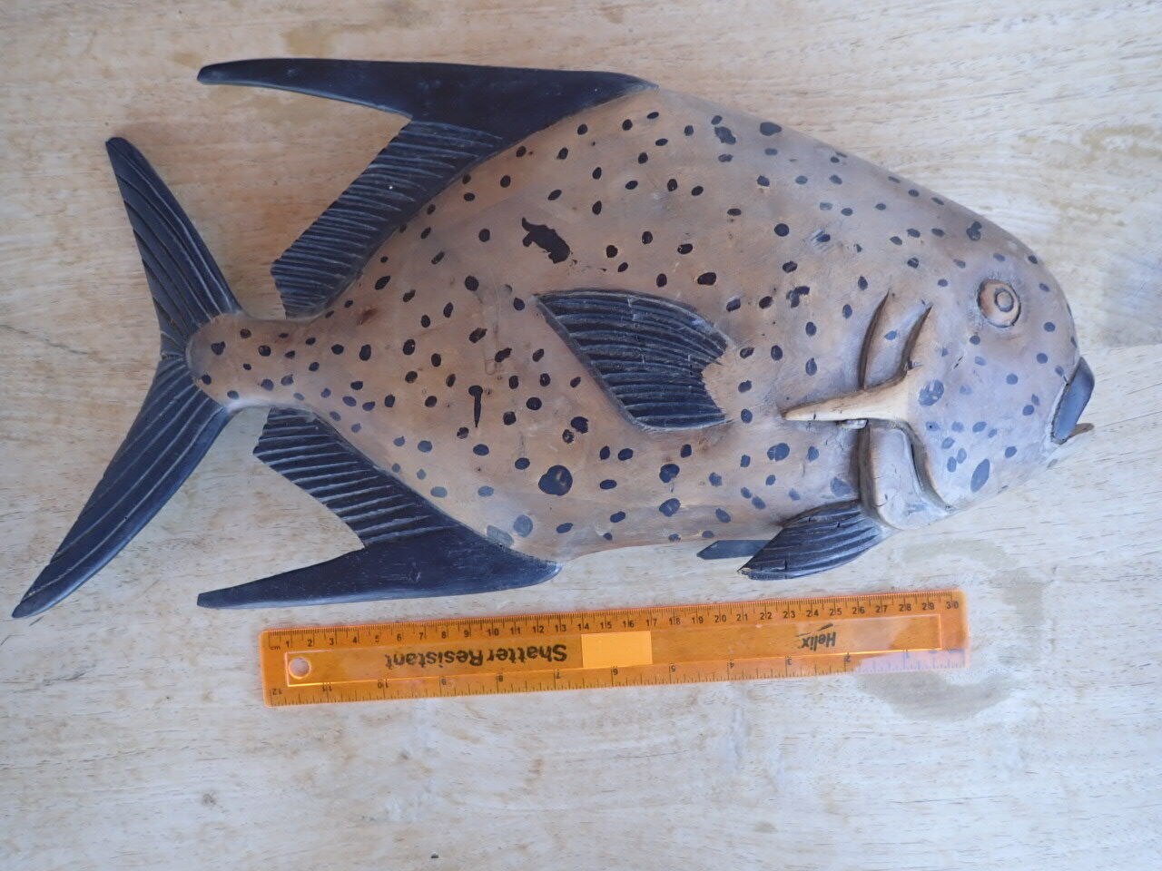Wooden fish hand carved, Trevally shape