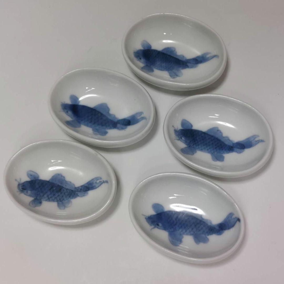 Carp Fish Pattern Pottery small Plate 3.1 inch Diameter Sometsuke Japanese