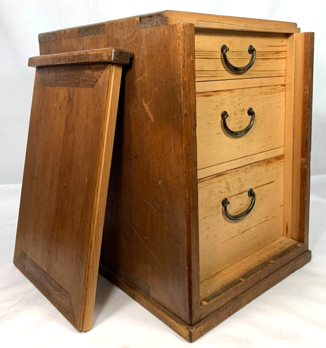 Vintage Japanese Wood Drawer Box Used for Fishing Tackle & Reel Kobako