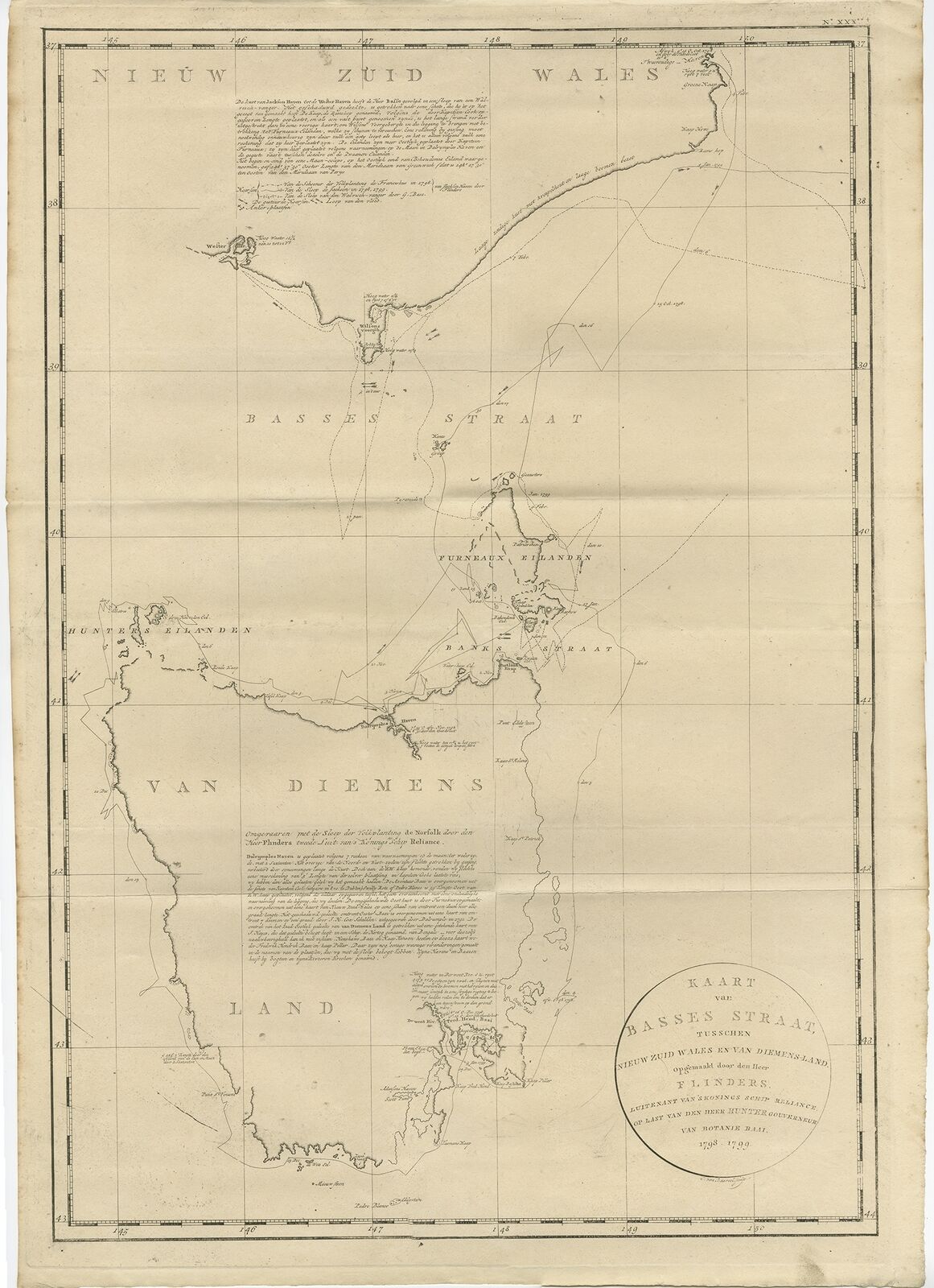 Antique Map of Bass Strait by Cook (1803)