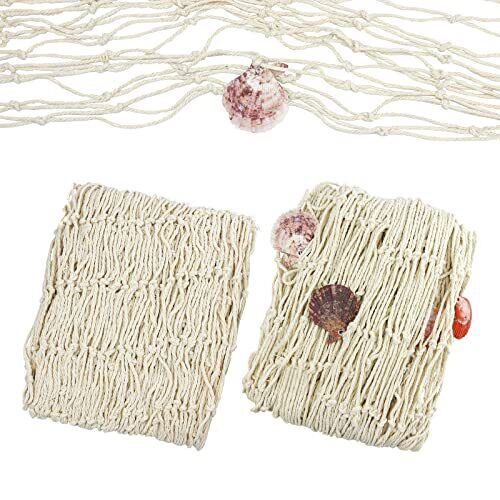2 Pack Fish Net Decorative, 79 x 39 Inch Natural Fishing Net Wall Decor, for ...