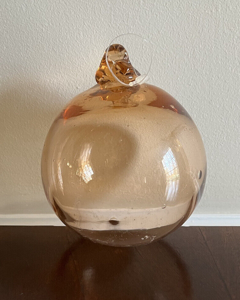 Hand Blown Glass Ball Amber 4” Ornament