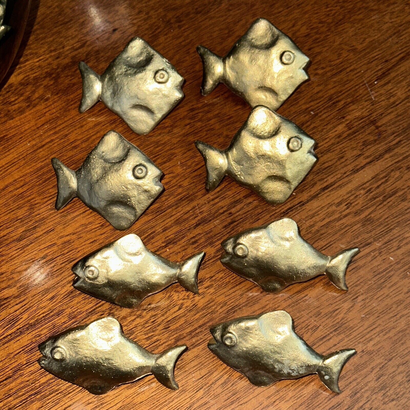 8 - Brass Fish Knobs Cabinet Hardware Door Drawer Pulls Antique Brass Ocean Sea