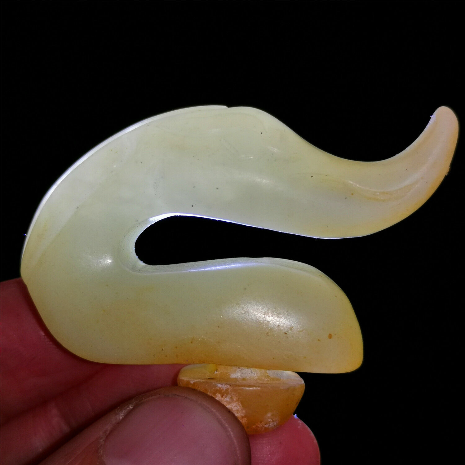 Chinese Old Rare Natural Hand-carved Jade Pendant Jadeite Necklace dragon hook