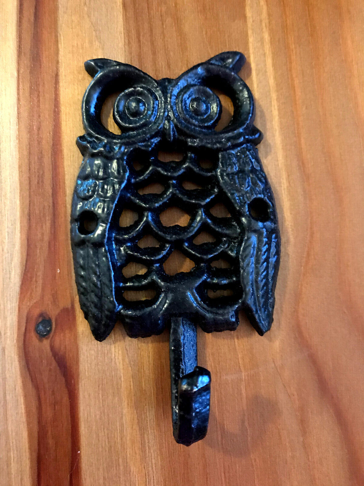 Cast Iron Single Owl Wall Hook Vintage Rustic Design 5\