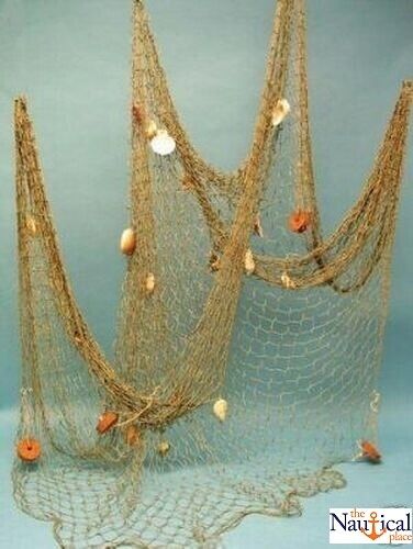 Decorative Nautical Fish Net w/ Shells & Floats ~ 5 \'x 10\' ~ Luau Party Decor