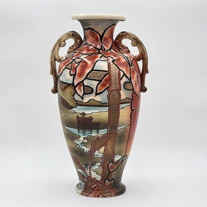 Vintage Japanese Moriage Satsuma Vase Umbrella Stand 15\