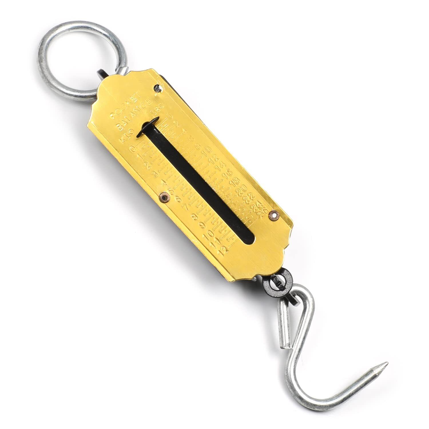 Spring Balance Hanging Hook Handheld Metal Weighing Force Scale Kilo & LBS 12KG