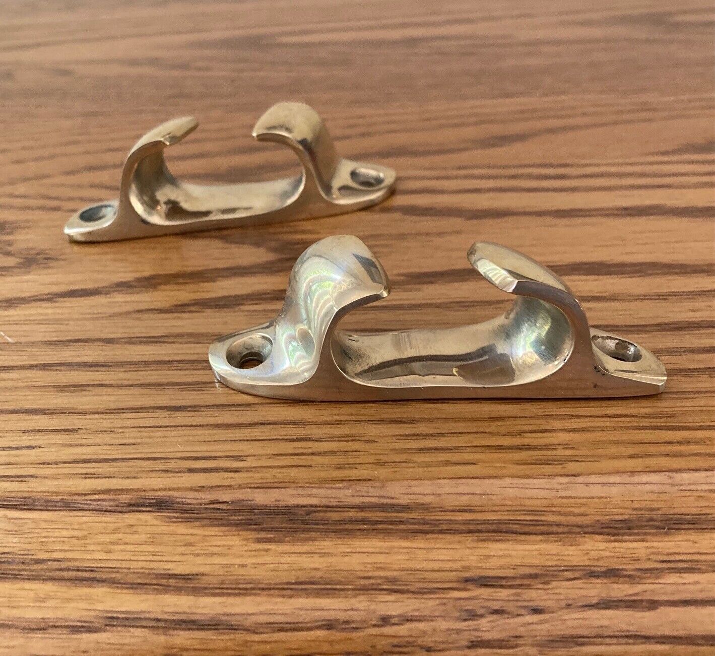 2 Vintage Solid Brass Boat Cleat Chocks 3 1/8\