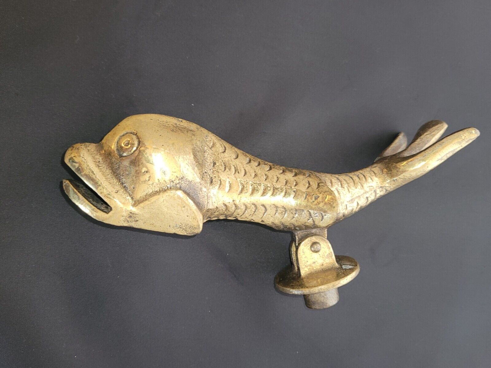 Vintage Solid Brass figural Door Knocker  FISH Design  7.5”
