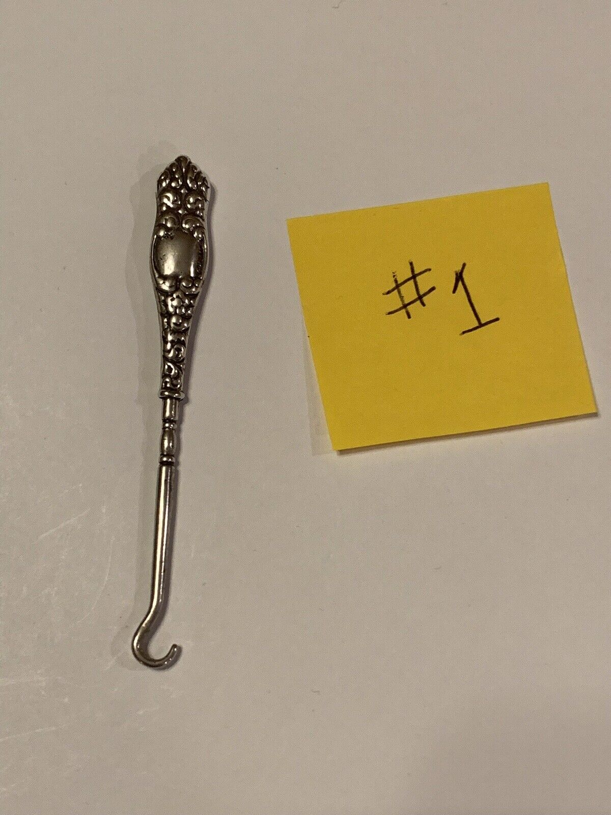 Antique Sterling Silver Glove Shoe Button Hook 3” Vanity Tool Excellent Cond. #1