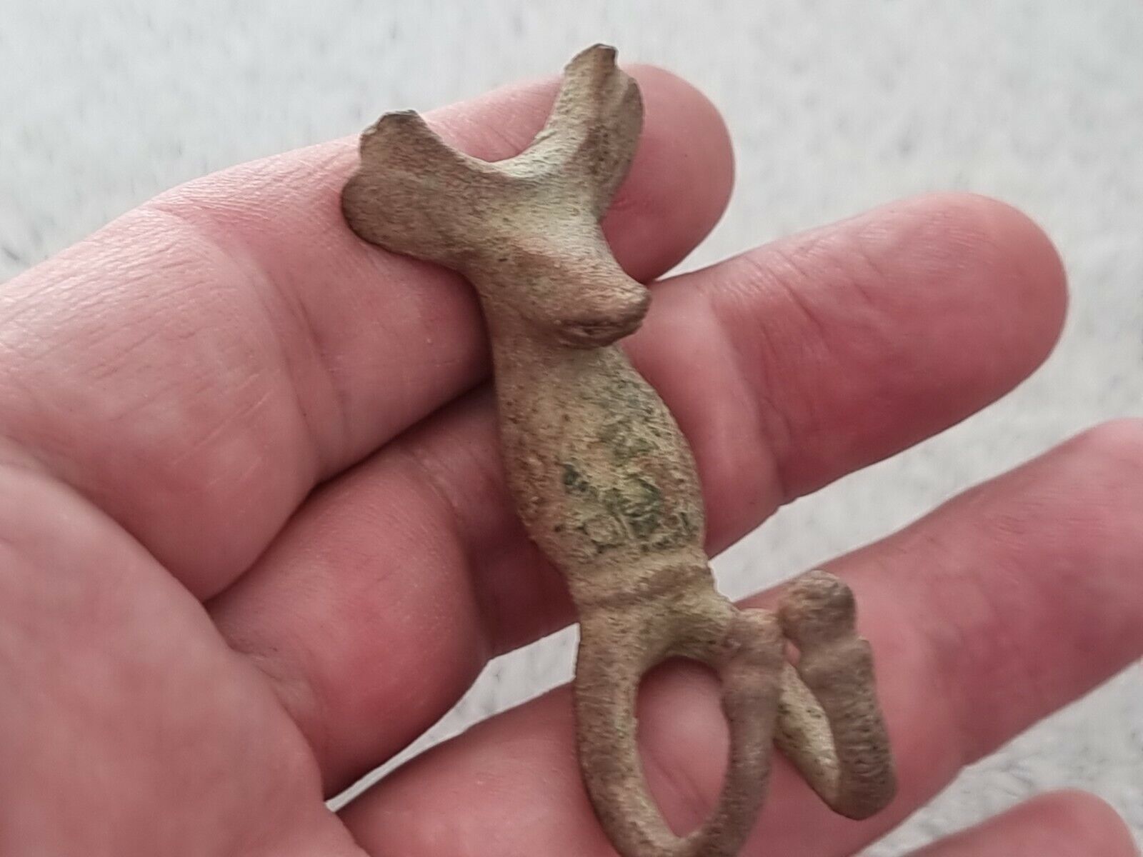Medieval super rare bronze zoomphoric phallic hook Please see description LD144n