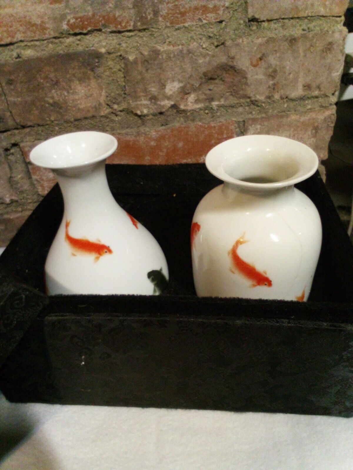 Vintage Chinese Coy Fish Vases. Set of 2