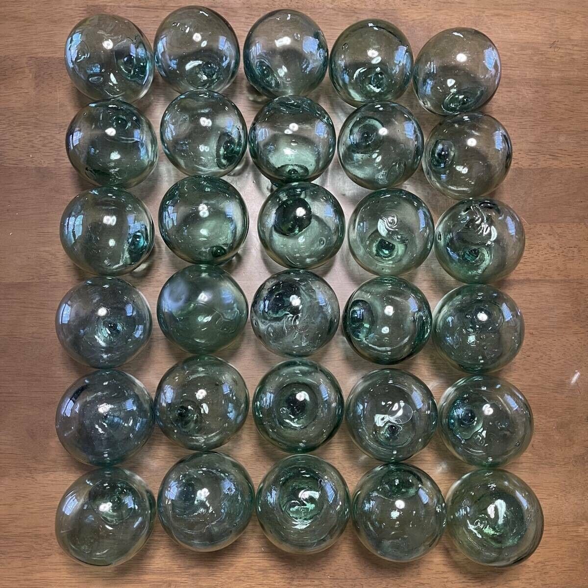 Glass Fishing Float Buoy Ball Vintage Japanese set of 30 diameter 9cm