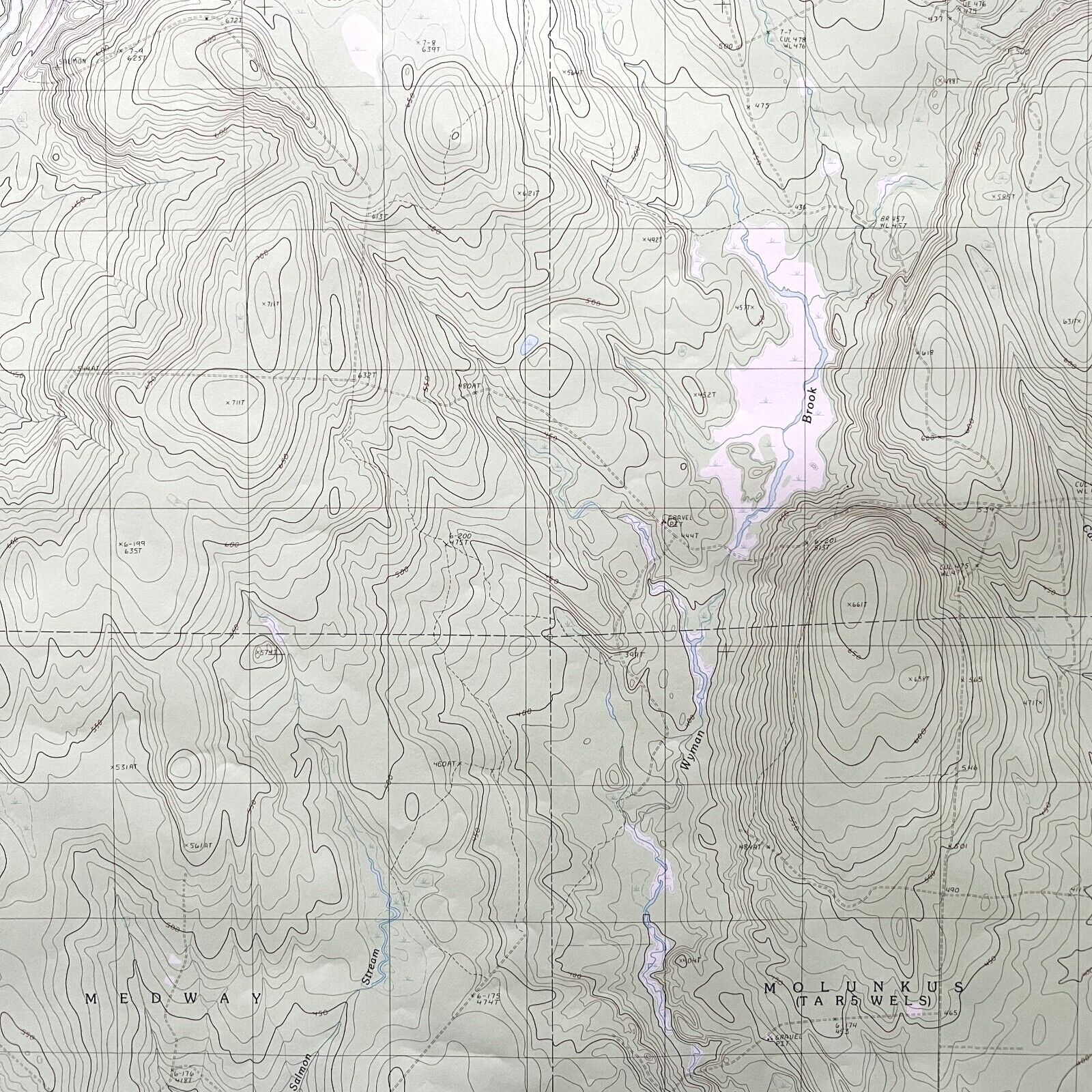 Map Salmon Stream Lake Maine 1988 Topographic Geo Survey 1:24000 27 x 22\