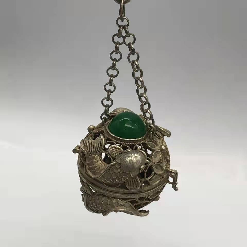 Collection Tibetan silver Hollow sachets hanging decoration double fish pendant