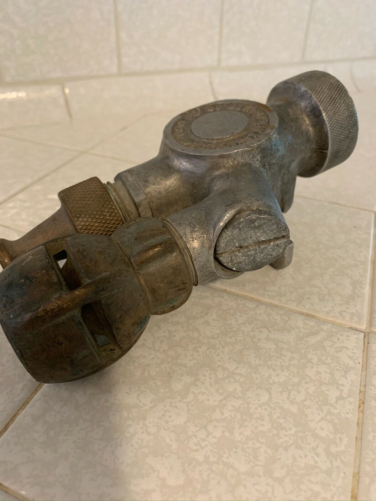 VINTAGE WESTERN FIRE FIGHTER EQUIPMENT USA FOG STREAM NOZZLE (7in*4in)