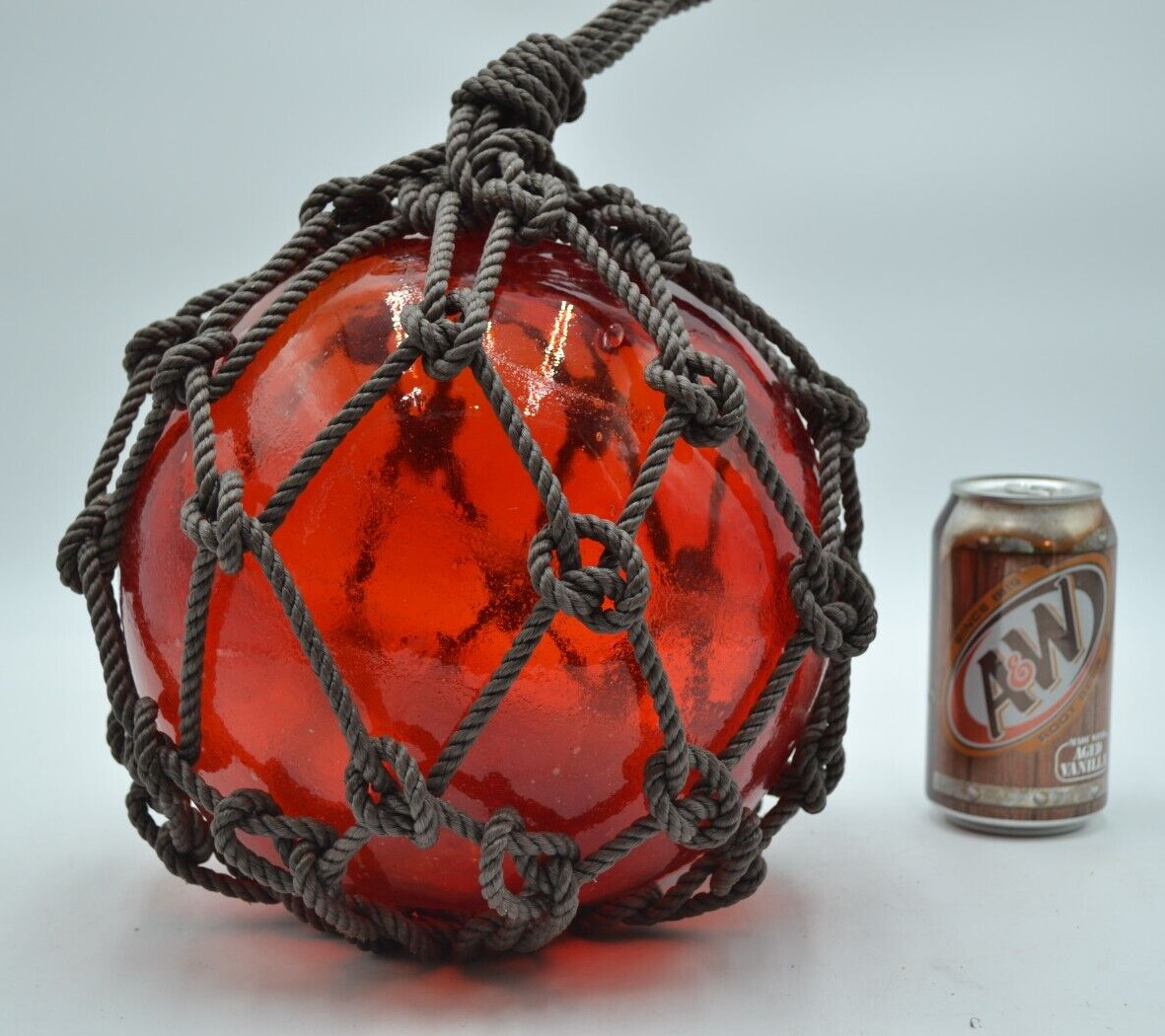 VINTAGE GLASS FISHING FLOAT IN  RED AMBER