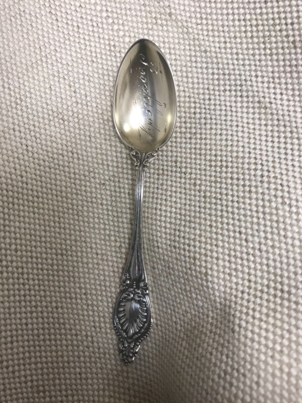 Pretty Engraved Antique Sterling Silver Souvenir Spoon 