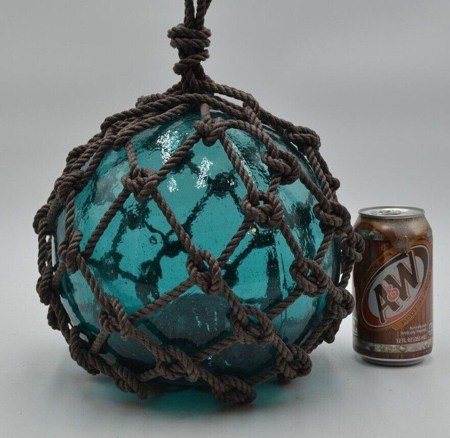 VINTAGE GLASS FISHING FLOAT IN TURQUOISE