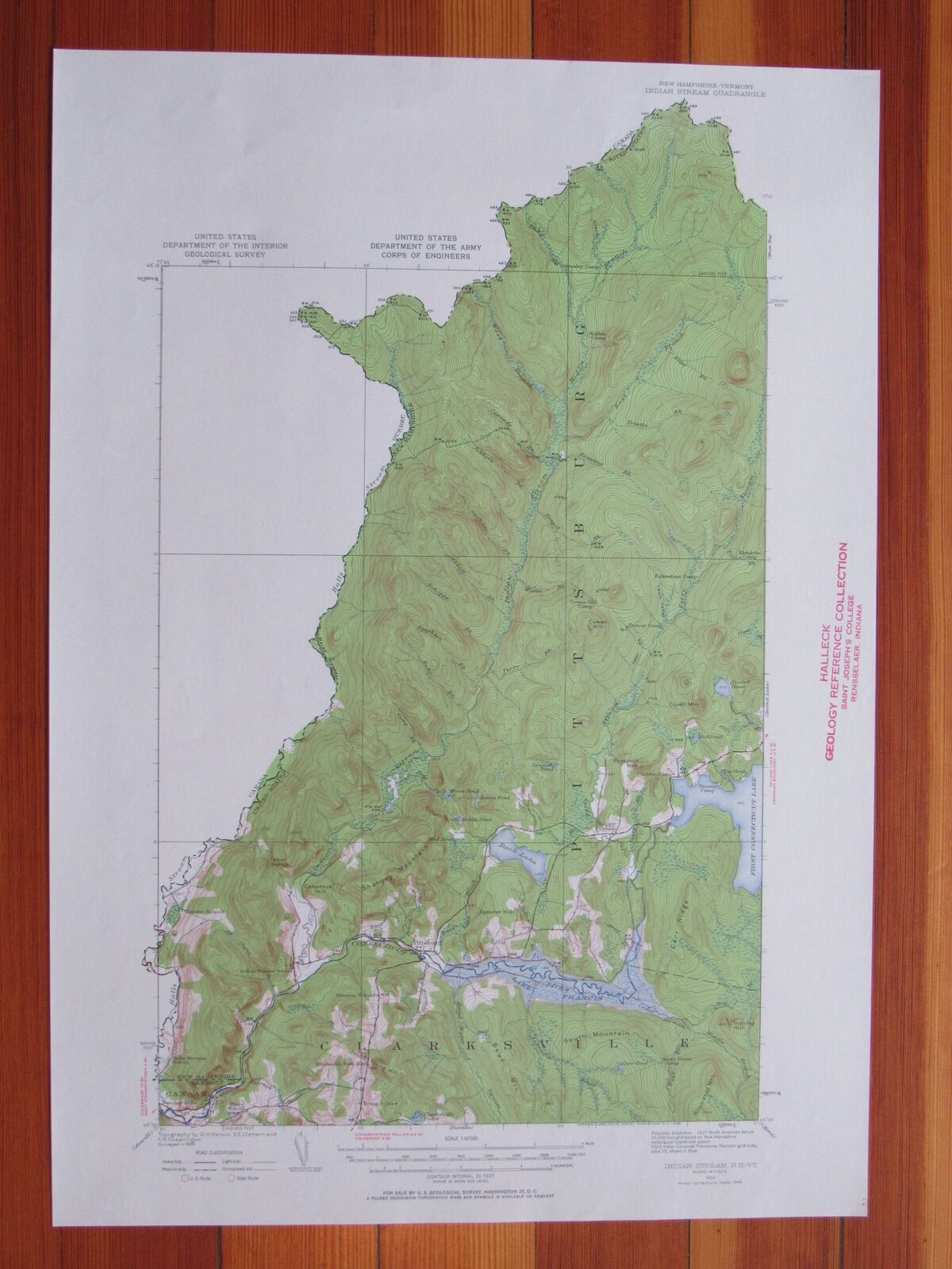 Indian Stream Vermont 1958 Original Vintage USGS Topo Map