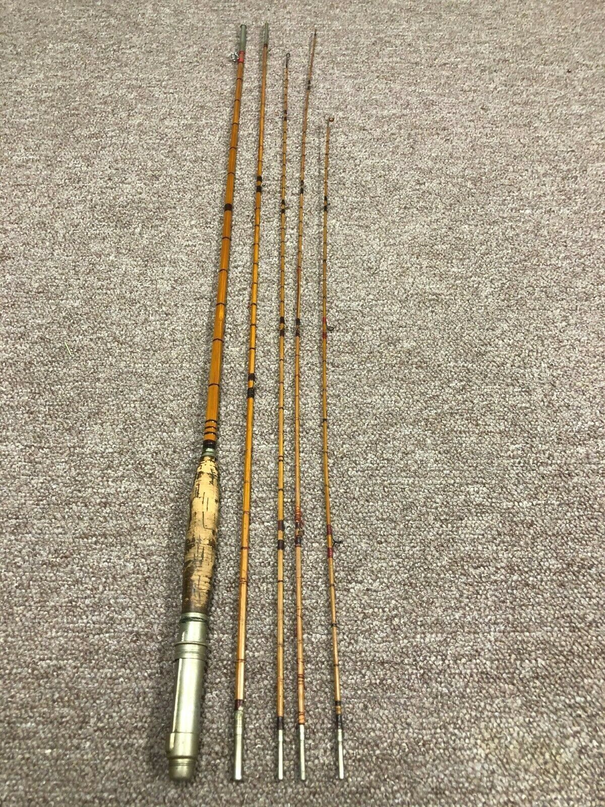 Antique 8-1/2 ft Bamboo fly rod early vintage fishing tackle primitive sporting