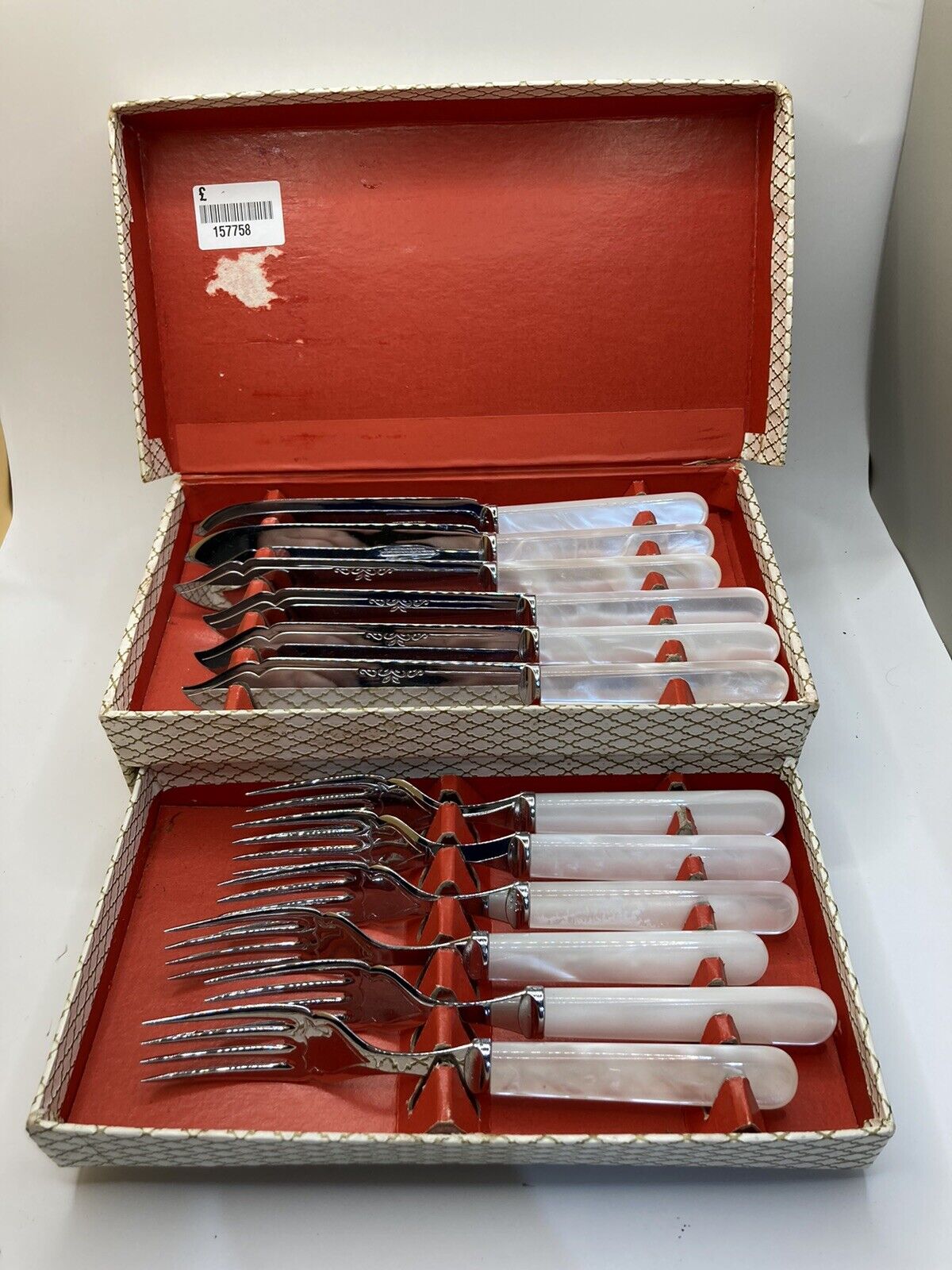 Vintage Fish Cutelry Set Knives And Forks Nickel Silver Sheffield