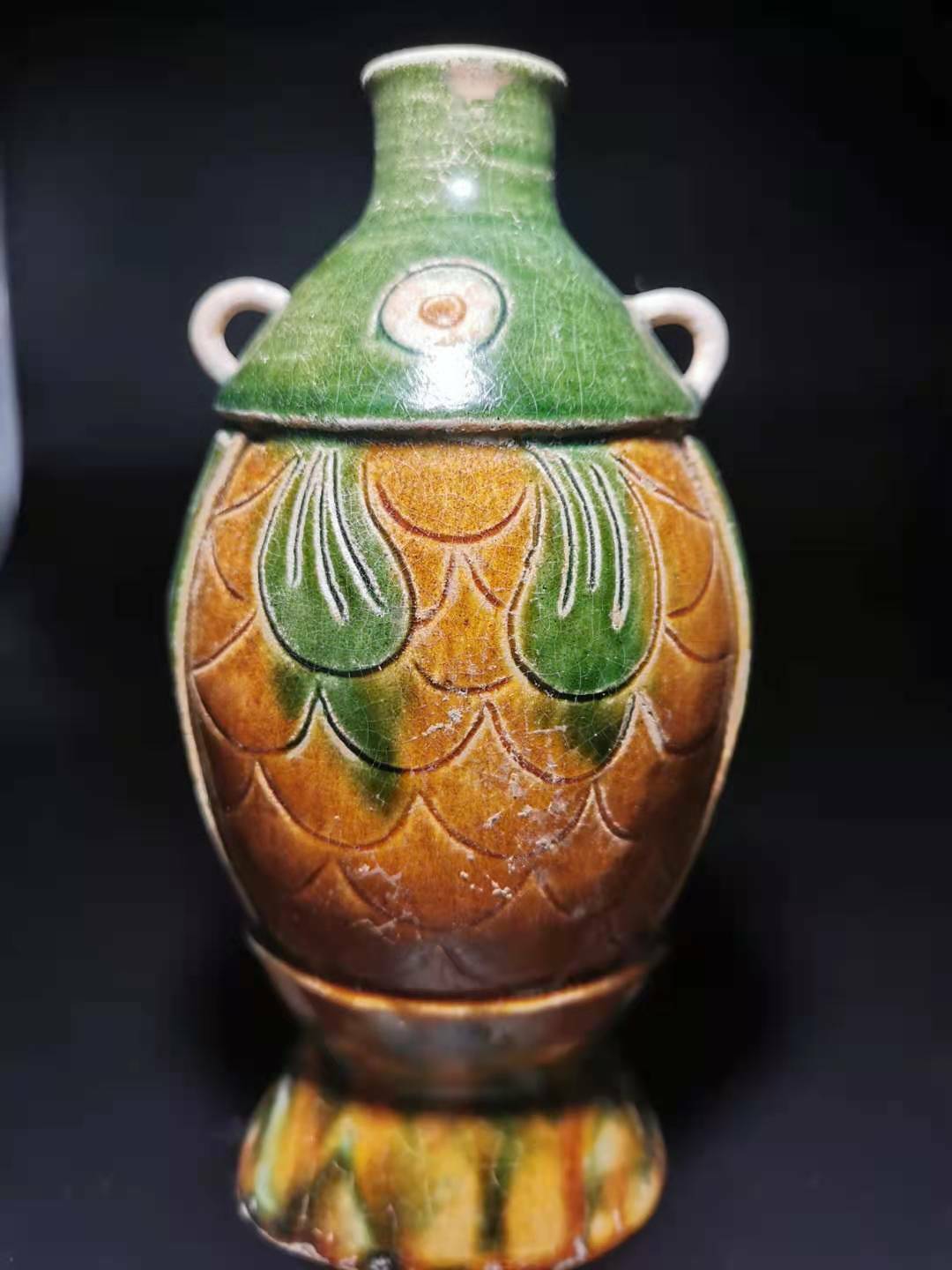 China porcelain POT ceramic tri-coloured glazed Sancai Tang dynasty FISH POT