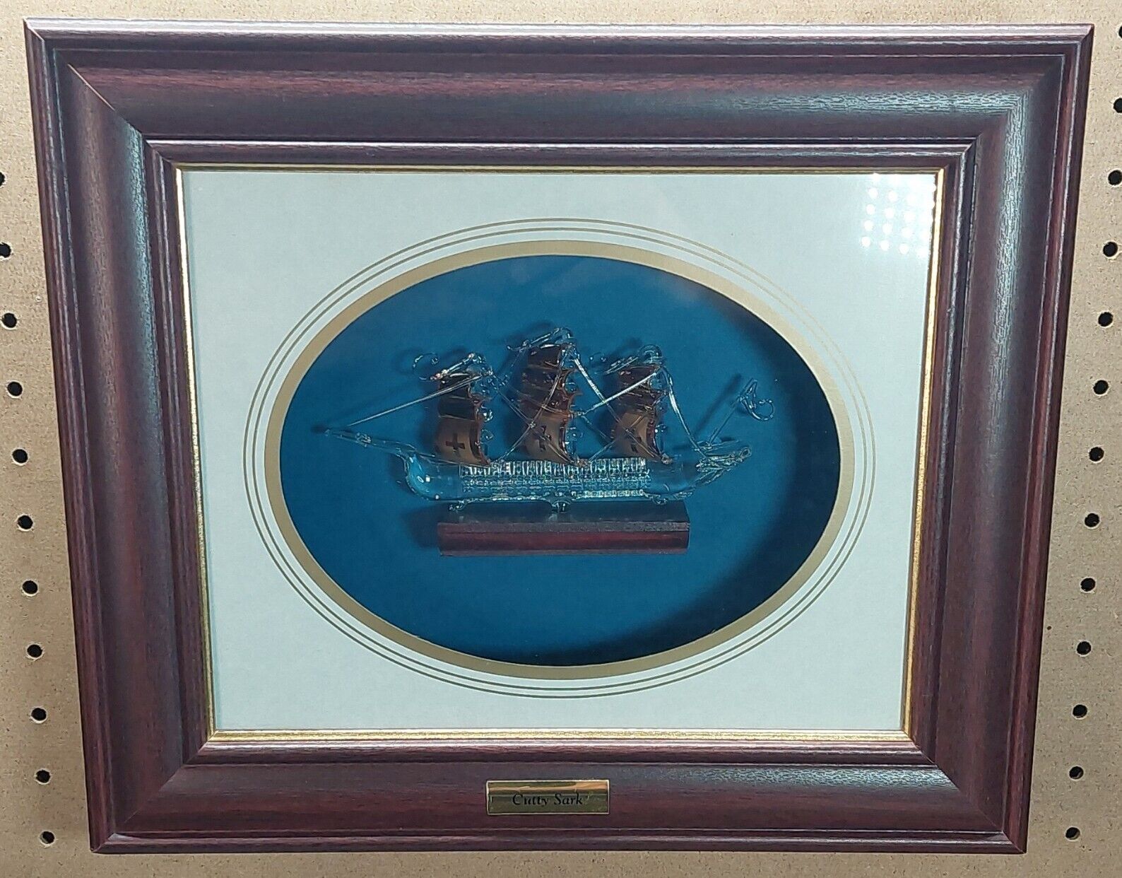 Cutty Sark Glass Boat Clipper Ship Nautical  Collectible Shadow box Display
