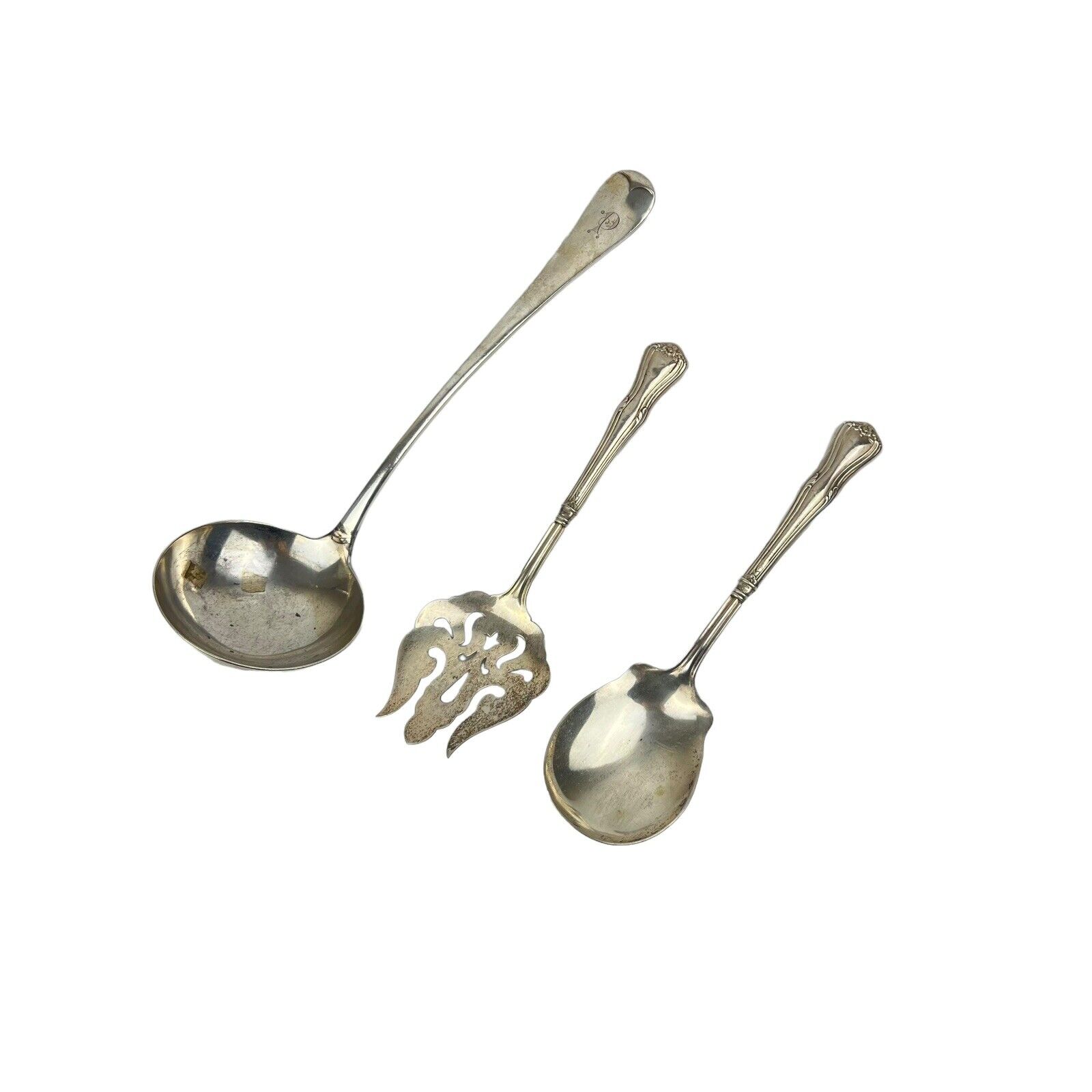 Silver Plated Utensils Ladle Fish Spoon Fork Tableware Vintage Sterling Handle
