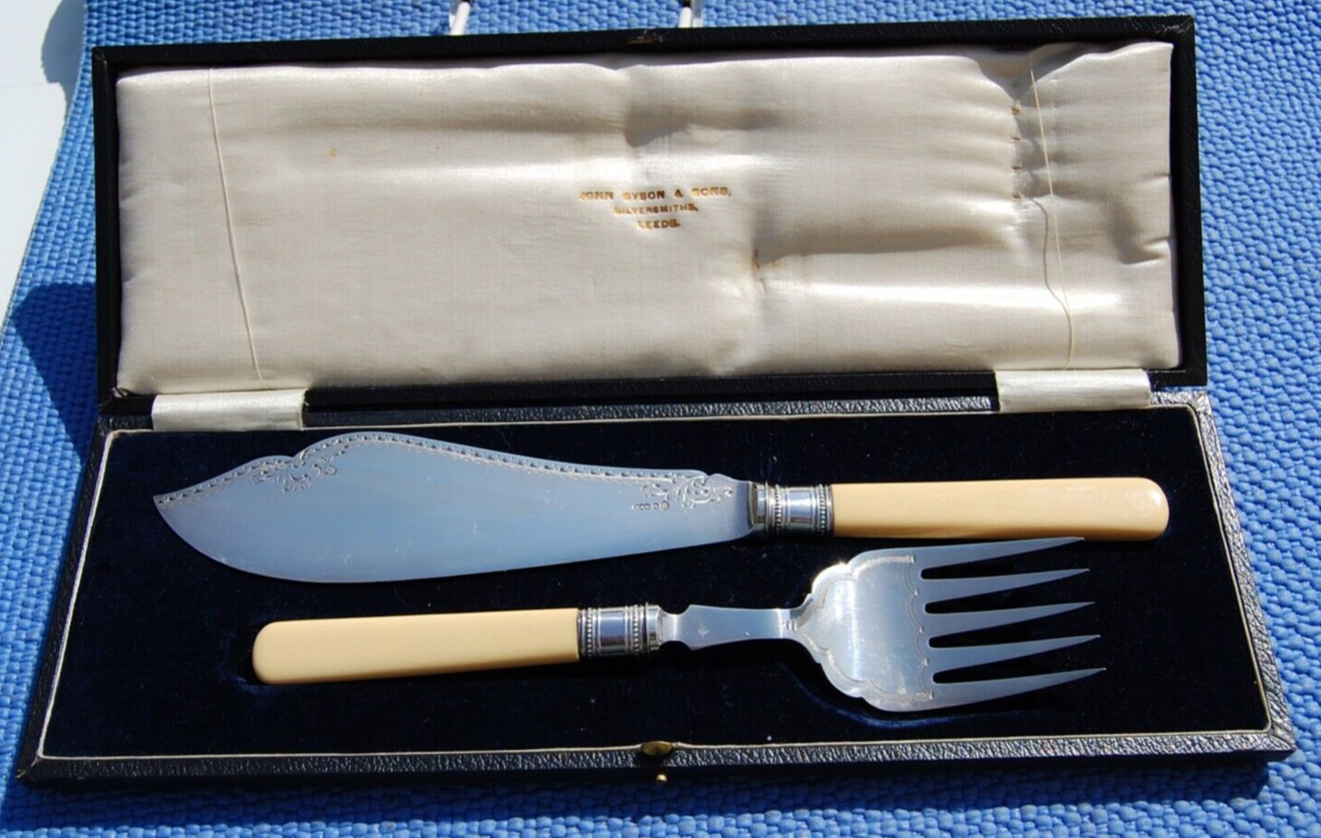 Antique John Dyson & Sons Silversmiths Fish Serving Knife & Fork Set circa 1910