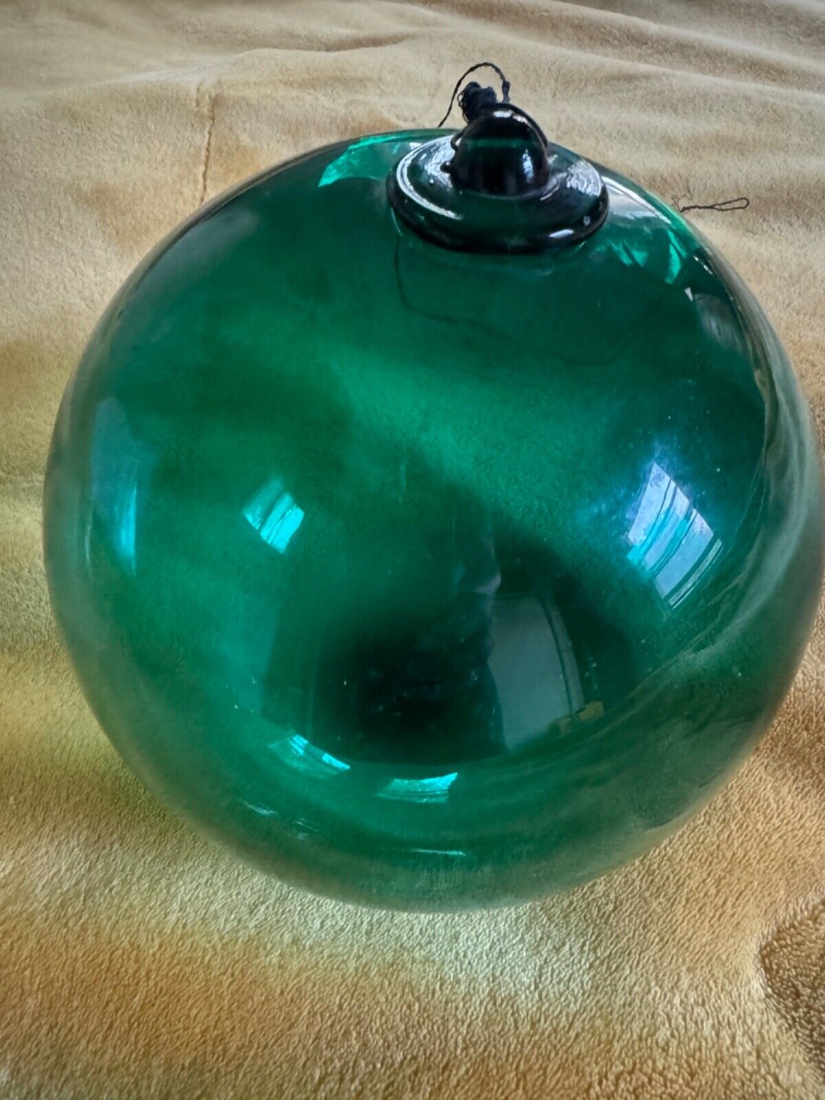 Large Antique Green Glass Fishing Float 10-11 inches (possibly Japanese)