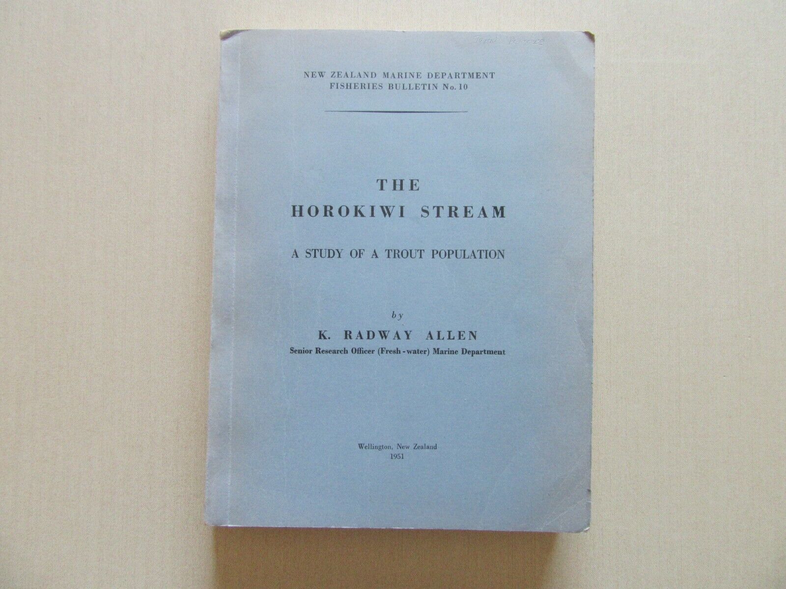 The Horokiwi Stream - Trout Population Study by K. Radway Allen - NZ, 1951