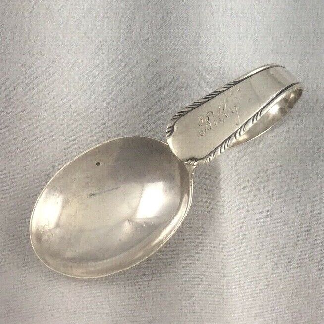 Silver Stream by Manchester Sterling Curved Handle Baby Spoon- Mono Billy