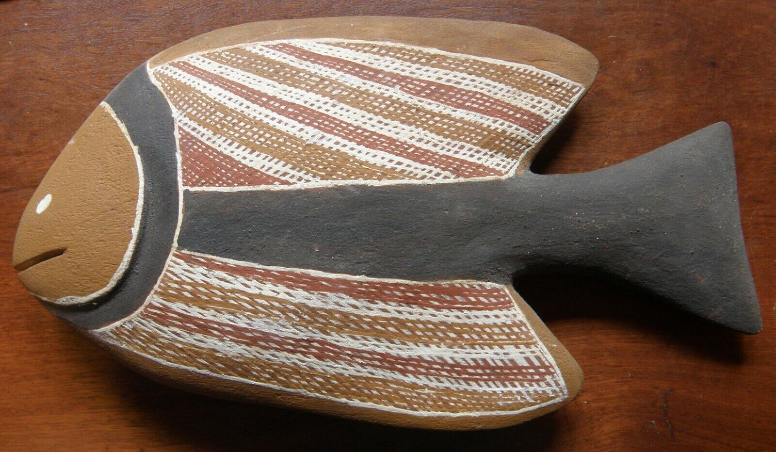 Arnhem Land Aboriginal Wood Fish Painted Stunning Hand Carved Hand Painted Fish