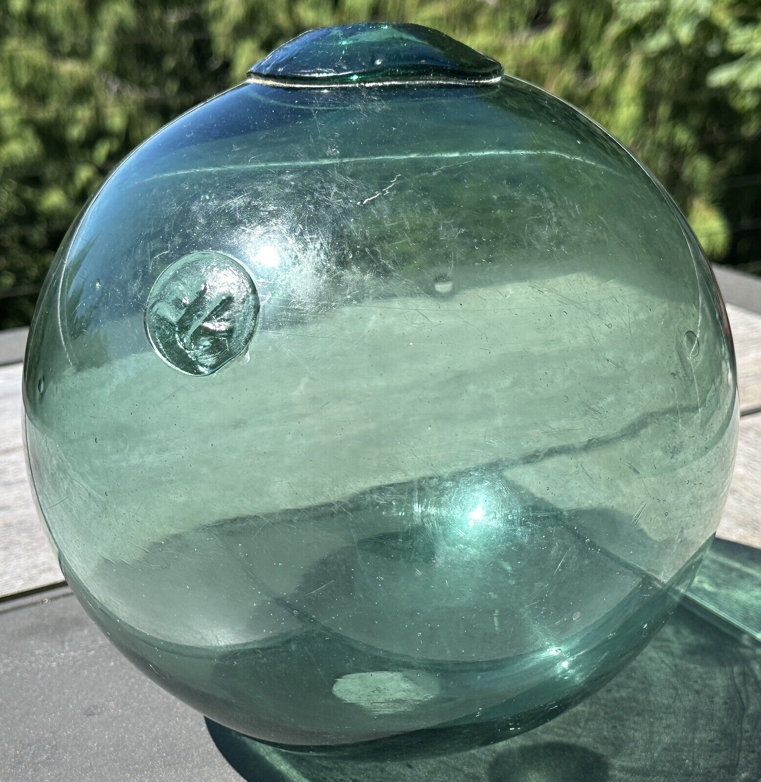Kanji Kita North Marked Japanese Large Round Glass Fishing Float Buoy