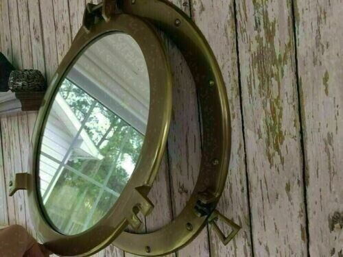 Brass Antique 20 inch Canal Boat Porthole-Window Ship Round Glass Wall Decor