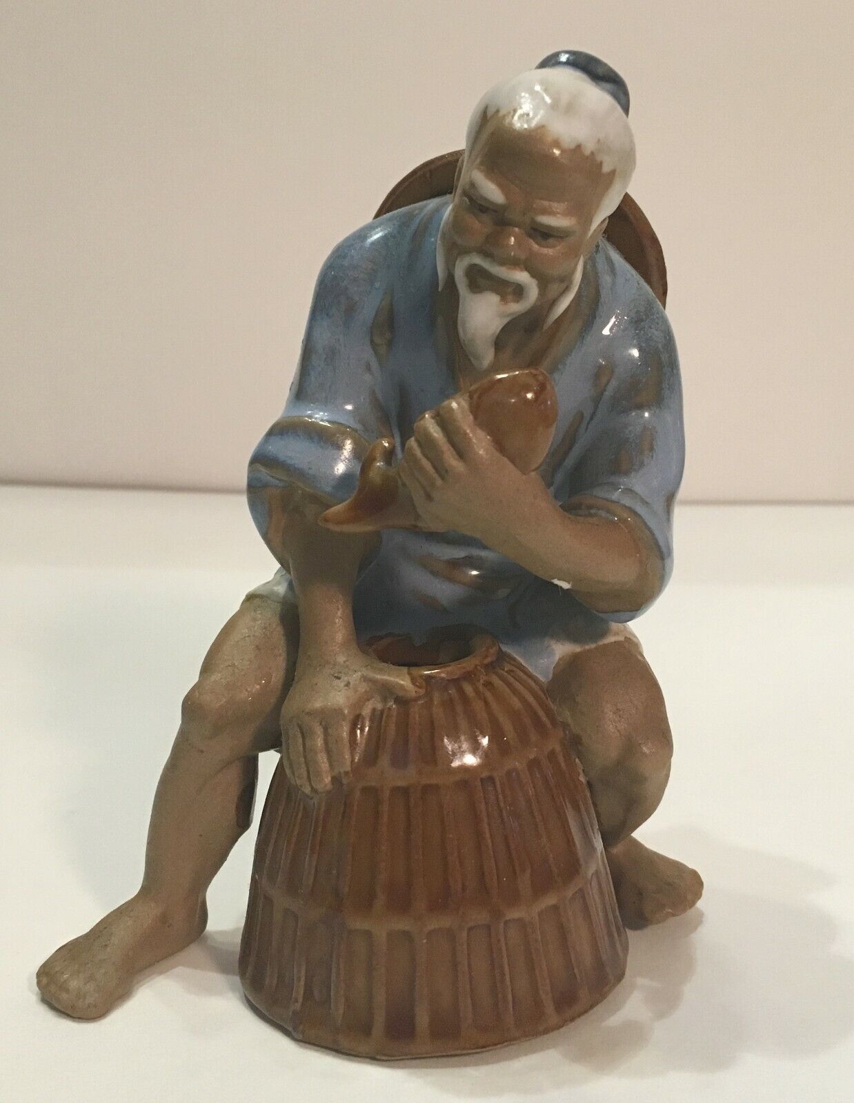 Vintage Chinese Shiwan Mudman Fisherman Figurine - 5\