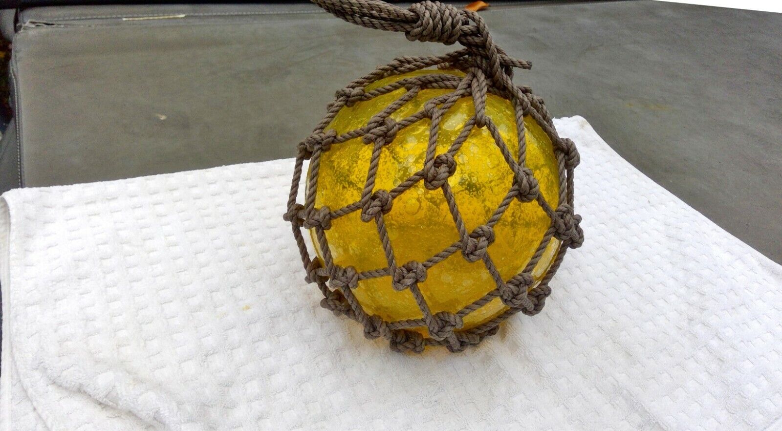 Japanese Glass Fish Net Float - Champagne -  Medium