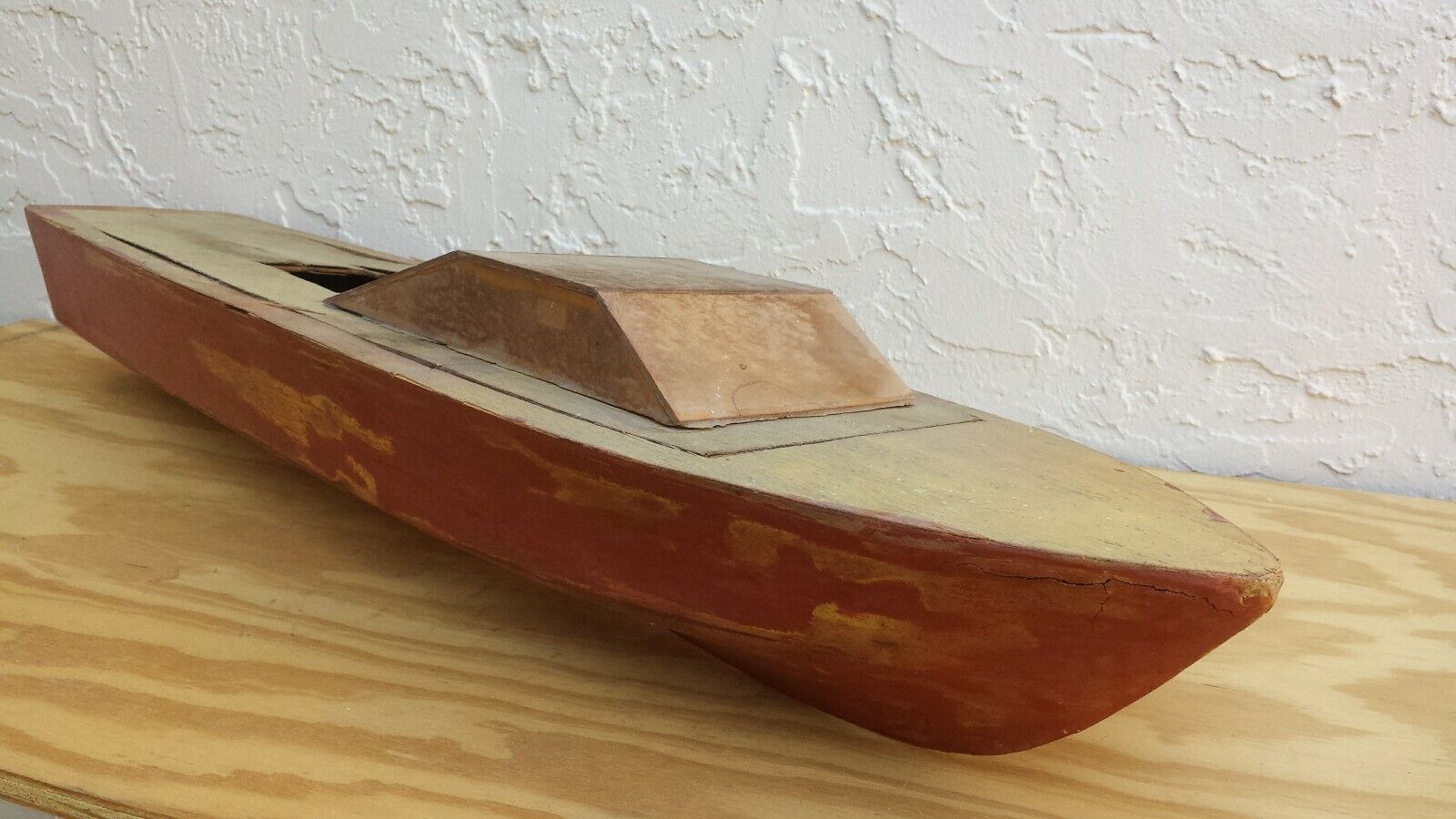 Large Wood Boat Model, cabin cruiser, runabout, speed