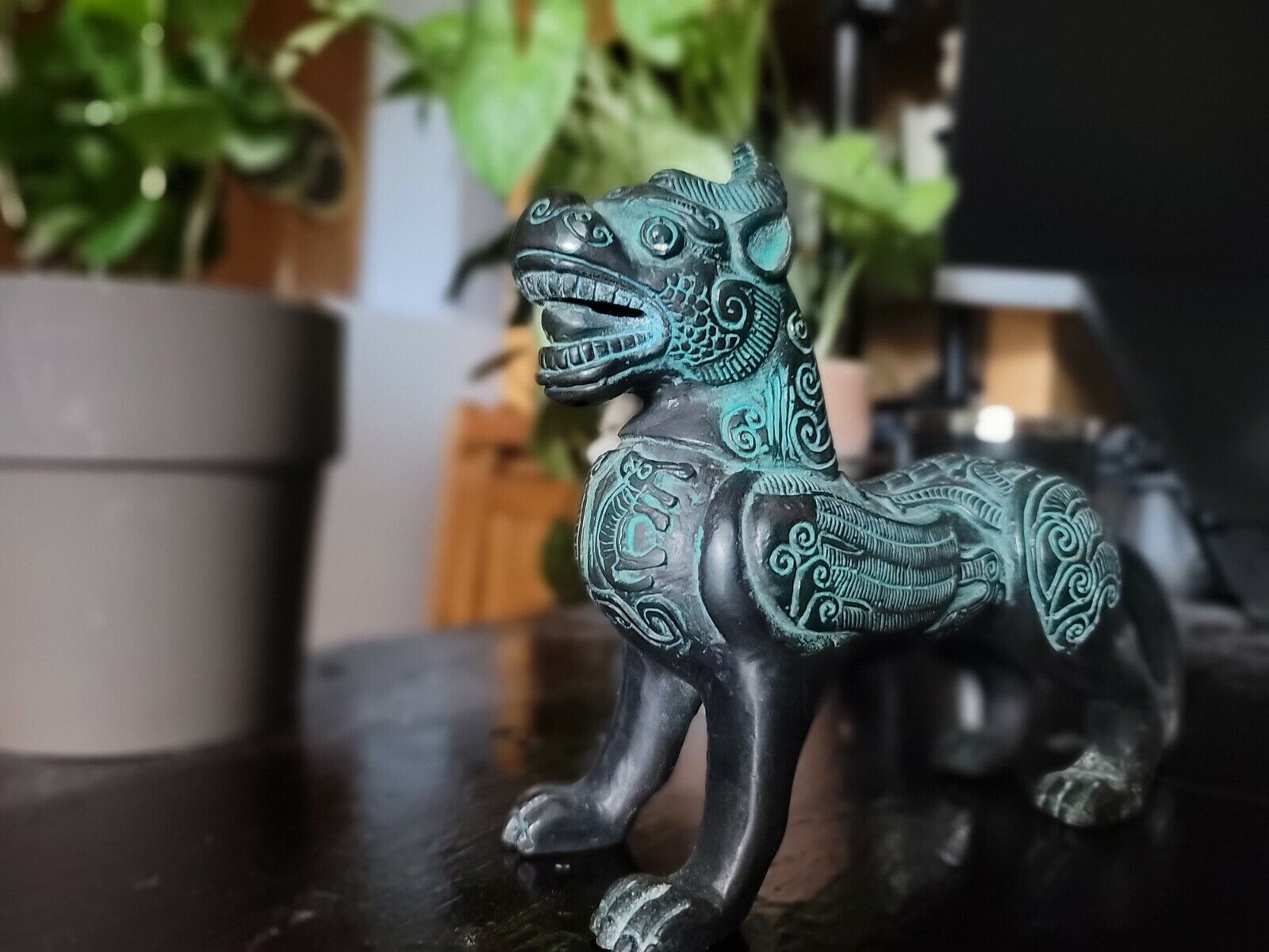 Chinese foo dog statue - Bronze/Bass, Vintage, 