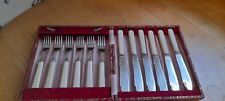 Boxed Set of Vintage EPNS A1 Silver Plate Fish Knives &  Forks Faux Bone Handles picture