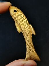 Chinese gilding bronze fish shaped Tally 鱼符 Tang fish statue with words picture