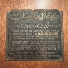 Vintage Chris-Craft Boat ID Data Tag Federal Propeller Brass Plate Original 4“ picture
