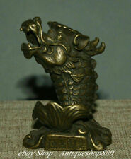 5CM China Bronze Fengshui Dragonfish Loong Fish Dragon Animal sculpture picture