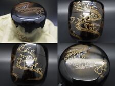 Japanese Lacquer Wooden Tea caddy Natsume adorned with Clear Stream maki-e (423) picture